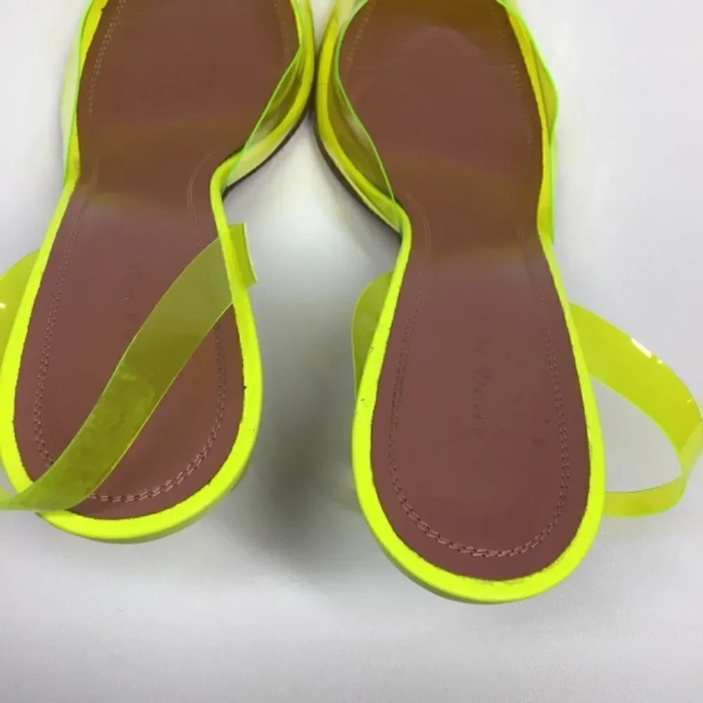 Amina Muaddi Holli‎ Slingback Heels Yellow PVC Pointed Toe Women’s EU 38